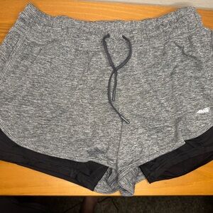 Avia Women's Heathered Gray and Black Athletic Shorts